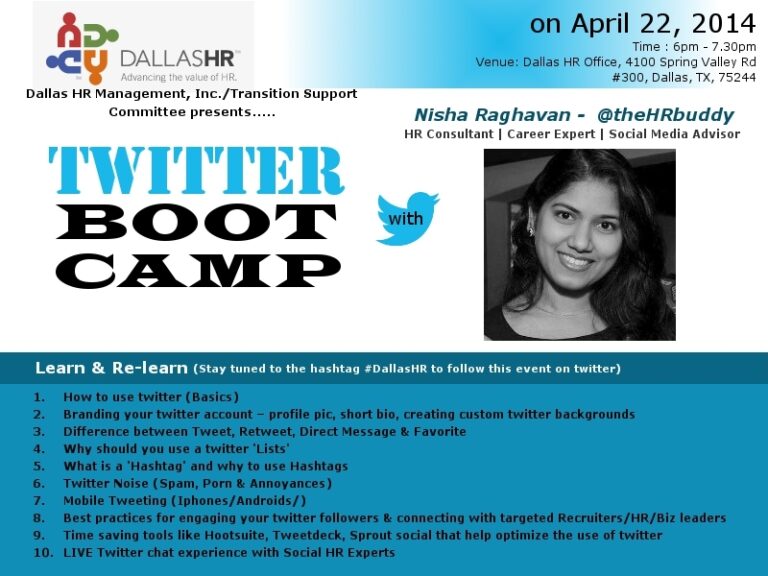 Twitter Boot Camp at Dallas HR on April 22nd