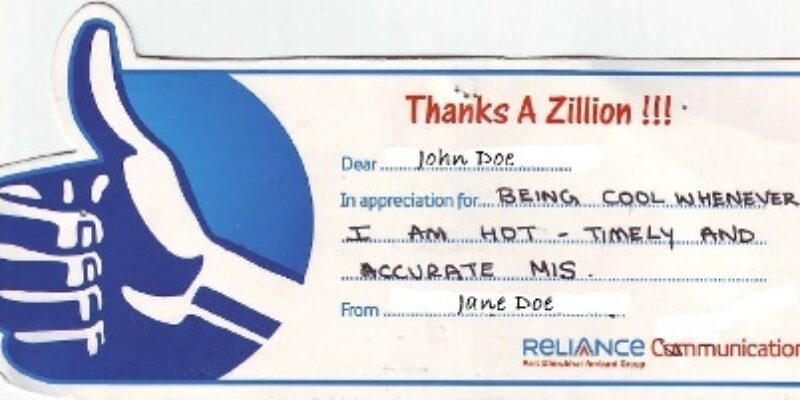Thanks a Zillion – Appreciate each other!!